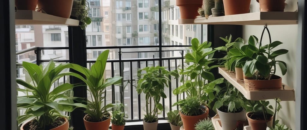 A close-up of vibrant green leaves with morning dew drops.