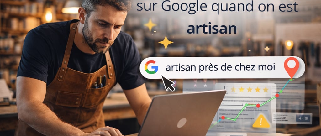 Artisan utilisant un ordinateur pour améliorer son référencement local sur Google.