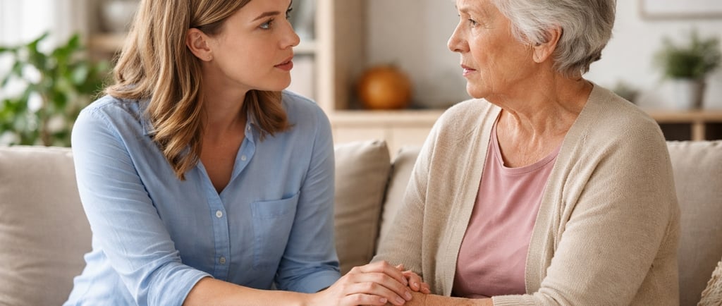 Adult discussing with Parent In-Home Care Support