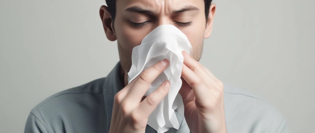Close-up of a doctor gently examining a patient's ear in a softly lit clinic room.