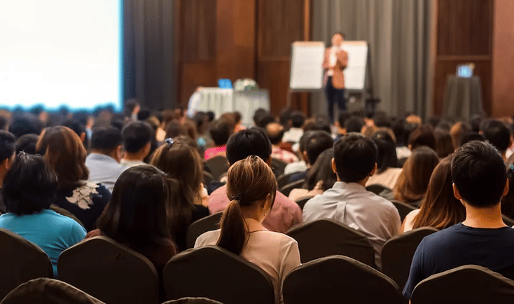 People at a county hearing