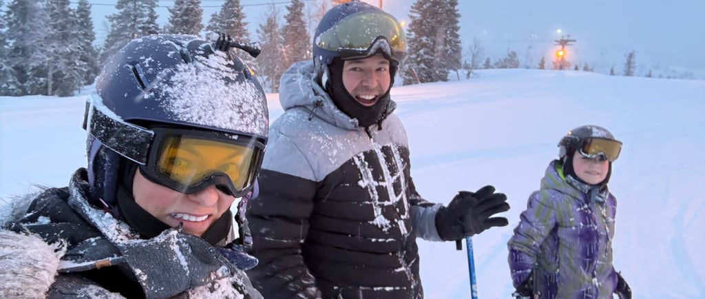Family skiing in Ruka Finland