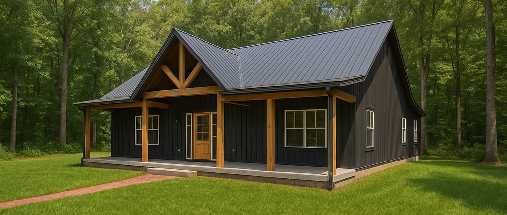 barndominium plan in the woods