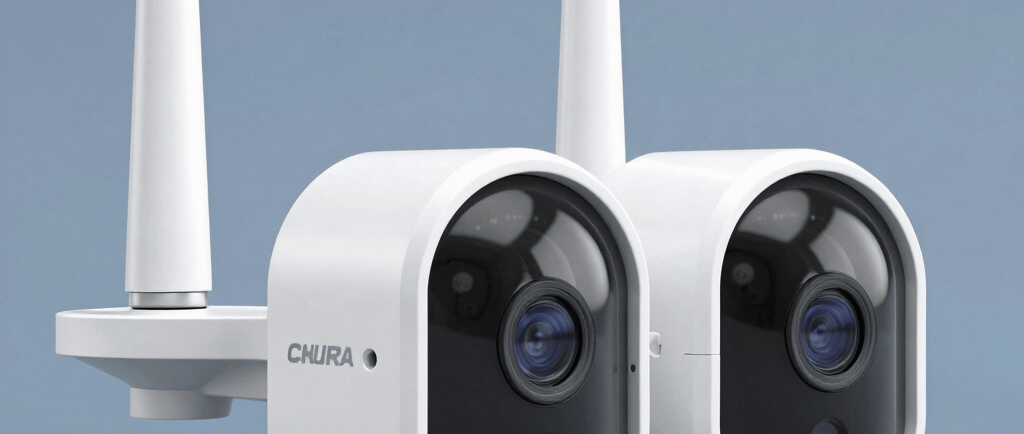 Digital screens display data on a circuit board background