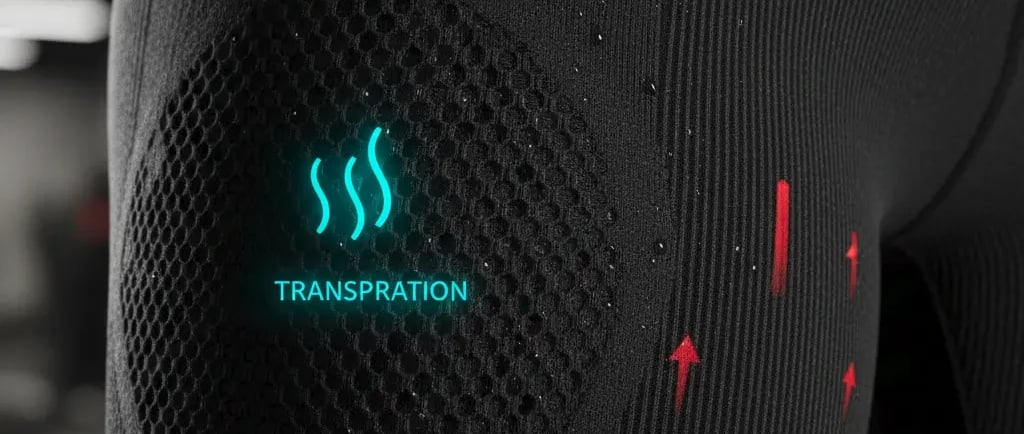 Schéma technique du body zoning sur un legging de sport 