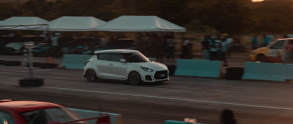 white suzuki swift sport drag racing