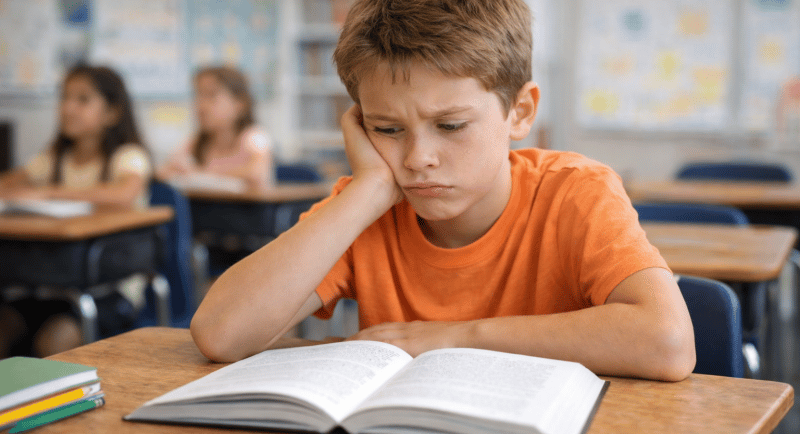photo d'un enfant qui n'aime pas lire