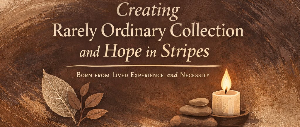 Two leaves on left. Three rocks with a lit candle in a bason on the right. Text in the center.