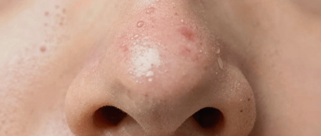 A young woman with freckles on her face