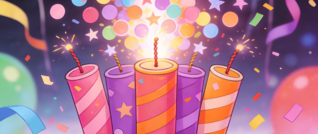 a birthday cake with candles and confetti