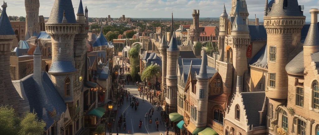 A vibrant photo of a thrilling roller coaster at PortAventura with excited visitors.