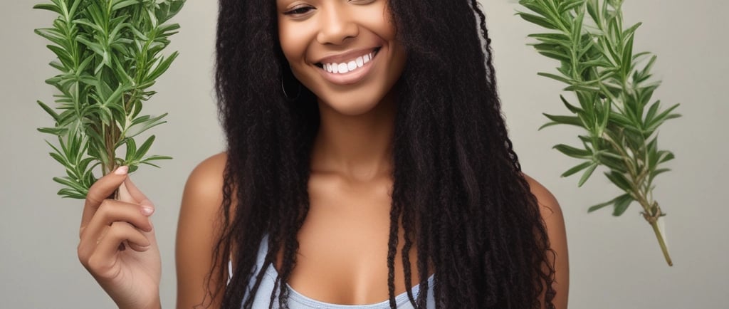 Close-up of fresh rosemary sprigs beside a small bottle of rosemary oil on a wooden surface.