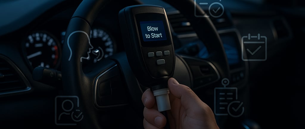 a person holding a ignition interlock device in their hand
