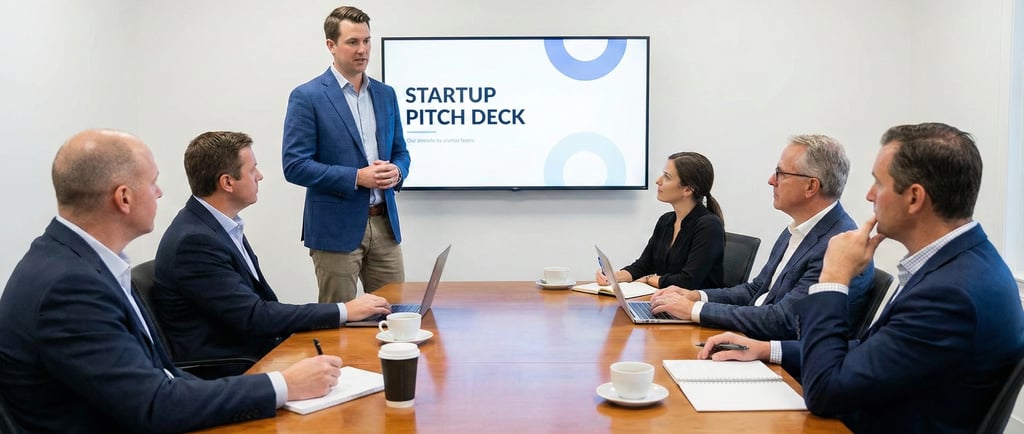 A Ceo Presenting startup pitch Deck Live