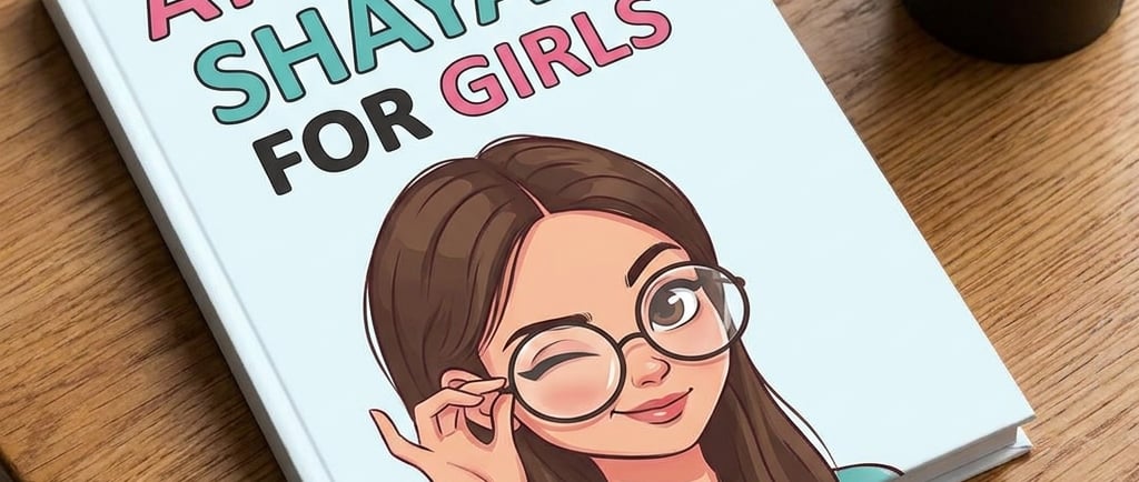 Attitude Shayari for Girls book cover with a winking cartoon girl next to a coffee cup.