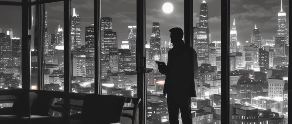 A softly lit vintage typewriter with a half-finished story on crisp paper, surrounded by scattered coffee cups and a flickering candle.