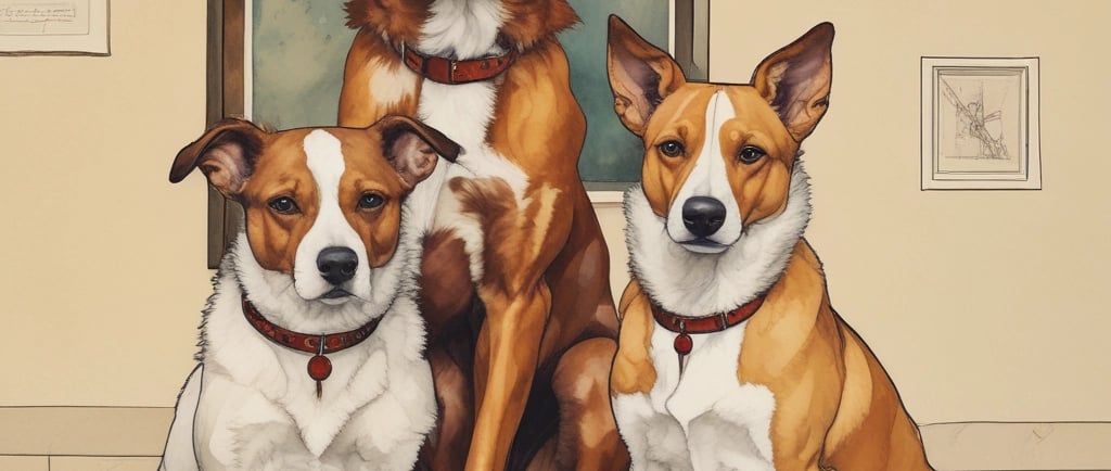 Buildings with a mural of figures on the exterior.