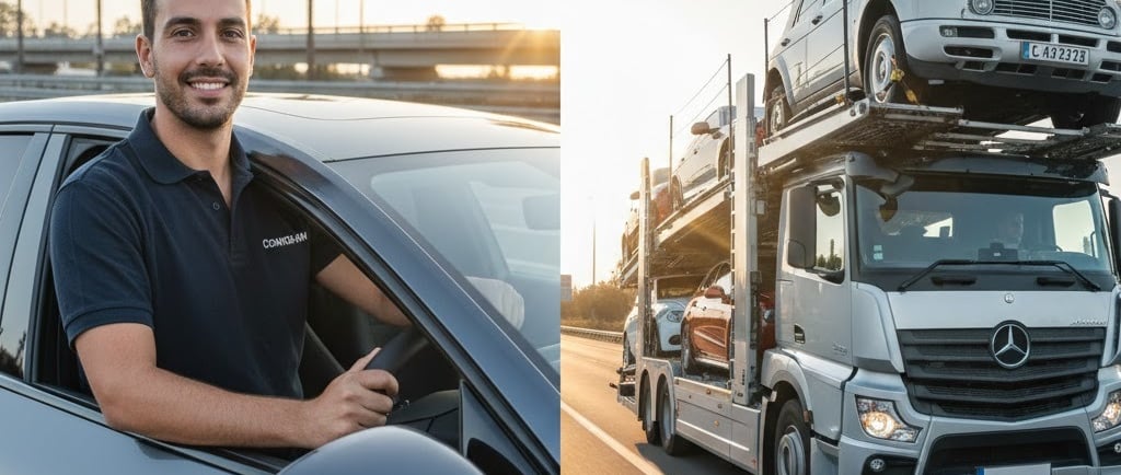 Comparaison entre convoyage automobile professionnel et transport sur plateau porte-voiture.