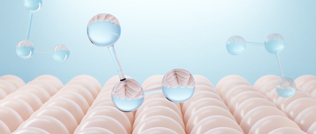 Particles of water, and micro image of the skin 