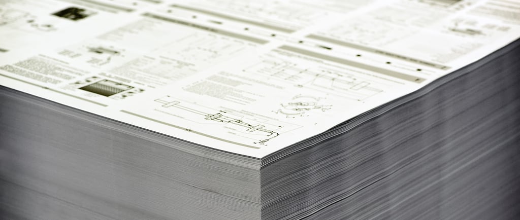Completed patent application with technical drawings prepared for formal patent examination