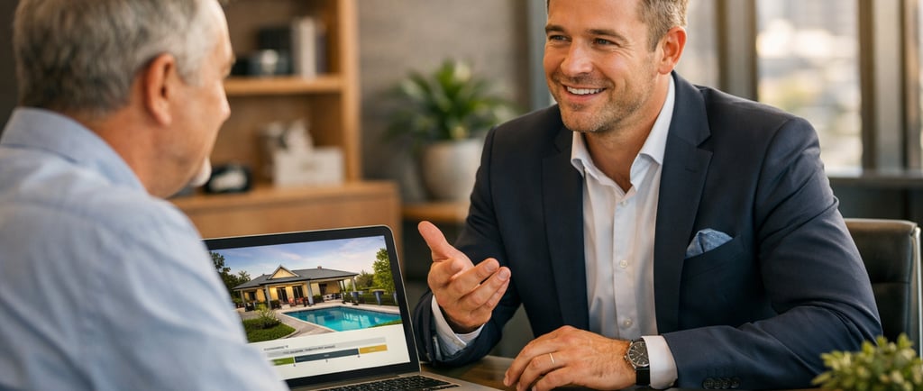 australian real estate agent discussing ptoperty price with client