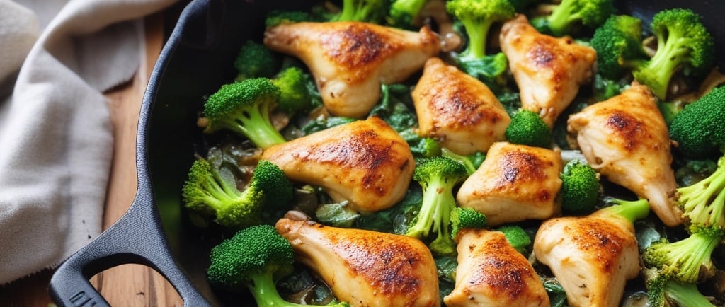 Garlic Chicken & Broccoli Skillet (15 minutes)