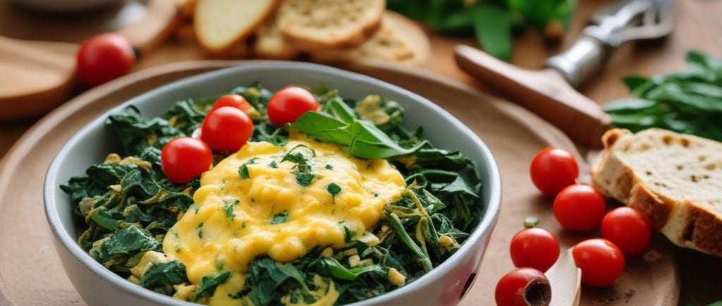 Egg & Spinach Breakfast-for-Dinner (10 minutes)