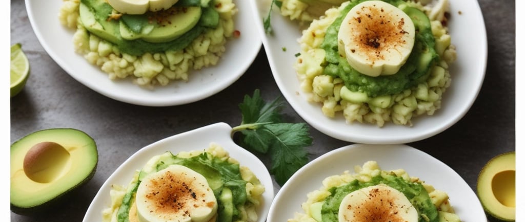 A green dessert with white flower topping on plate.