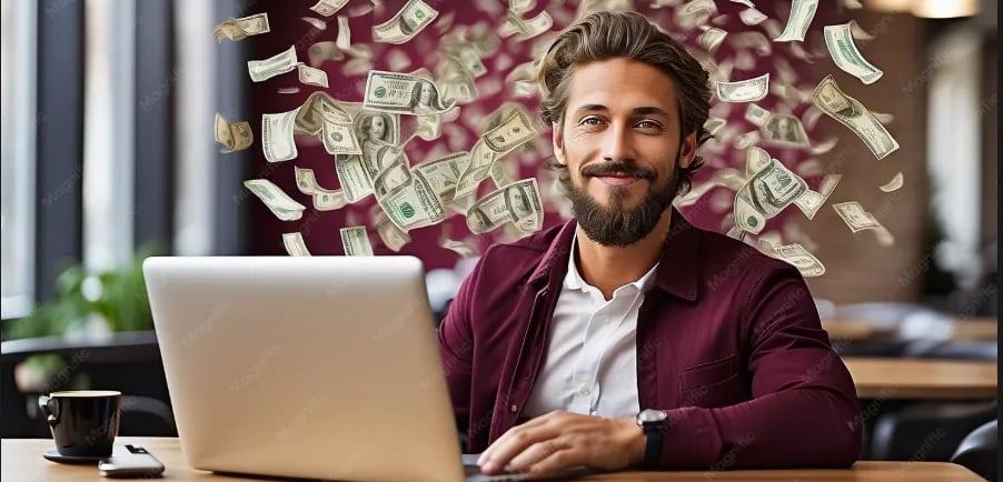 Afiliado iniciante construindo renda online com marketing de afiliados