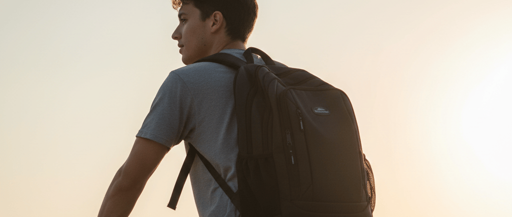 joven en bicicleta con morral Speed Bag