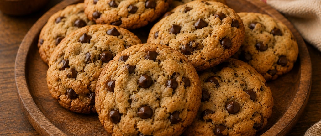 cookies caseiros com gotas de chocolate crocantes e macios
