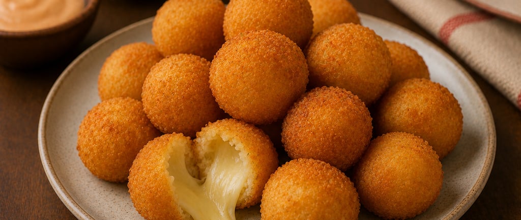 bolinhas de queijo crocantes com recheio derretido