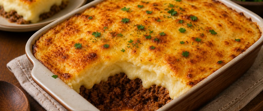 escondidinho de carne moída gratinado e cremoso