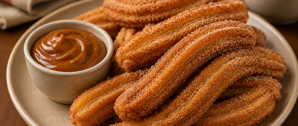 churros caseiros crocantes com açúcar e canela