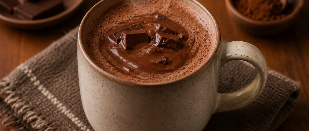 chocolate quente cremoso servido em caneca