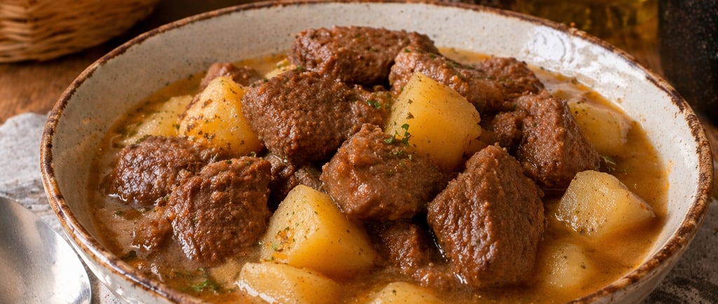 carne de panela simples e barata com batata