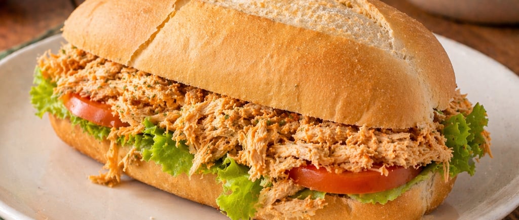 sanduíche de frango desfiado simples e barato caseiro