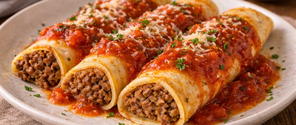 panqueca de carne moída simples e barata caseira com molho