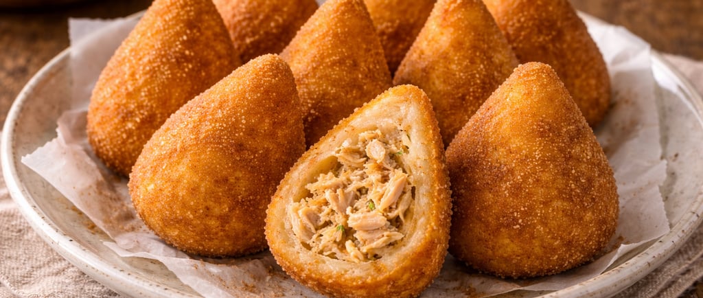 coxinha de frango simples e barata crocante caseira