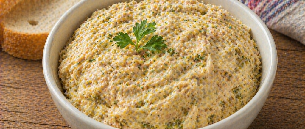 patê de frango caseiro com textura natural e pedaços de frango