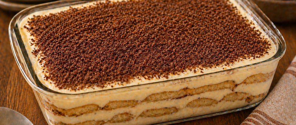 pavê cremoso com camadas de biscoito e creme de chocolate