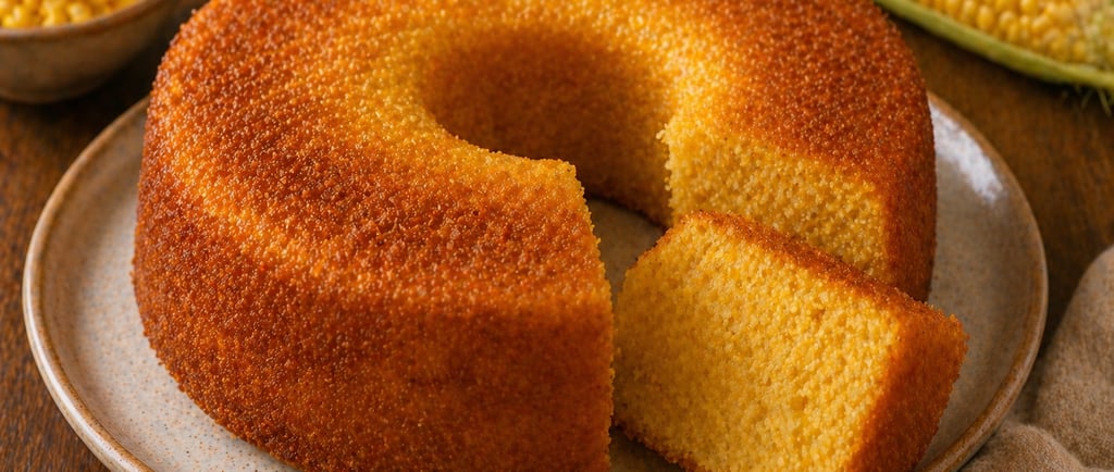 bolo de milho fofinho com textura macia e dourado