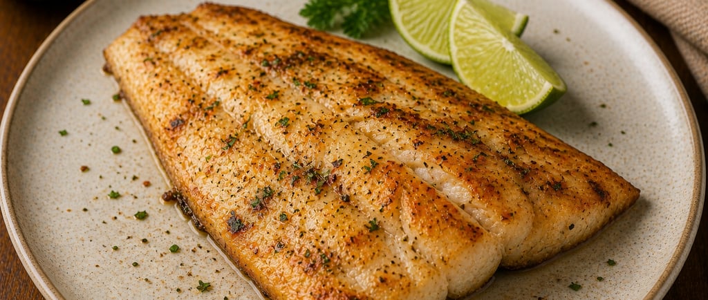 peixe grelhado suculento com tempero caseiro