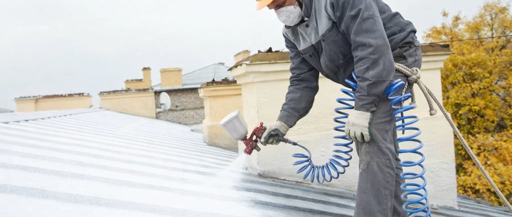 a man in a helmet and a helmet on a roof