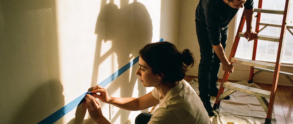 Couple is preparing their apartment for paintworks