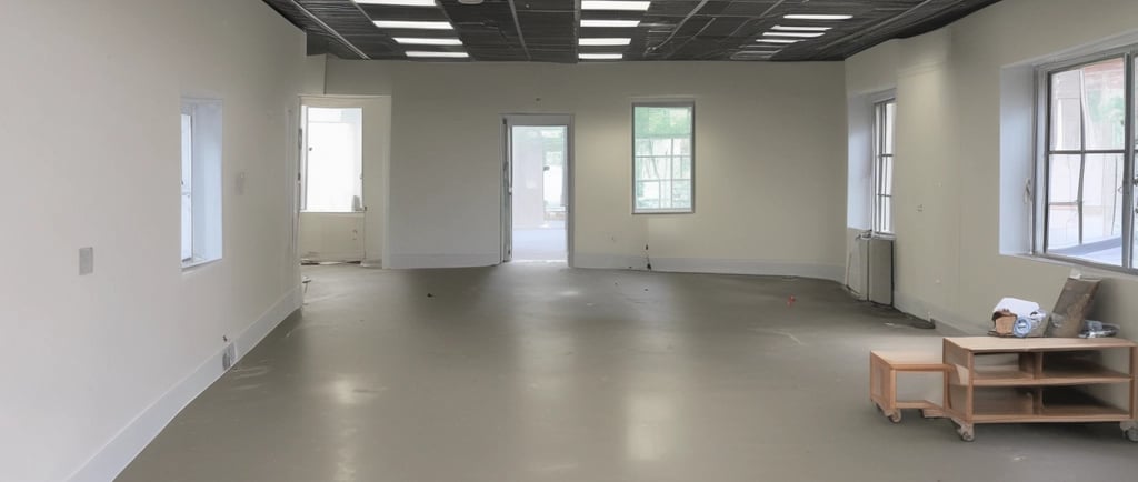 a large empty room during repainting