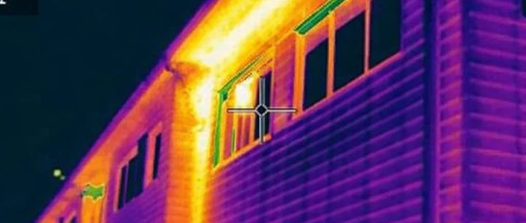 a house photographed with a thermal thermal camera 