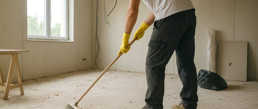 Un agente Hygido qui nettoie un chantier