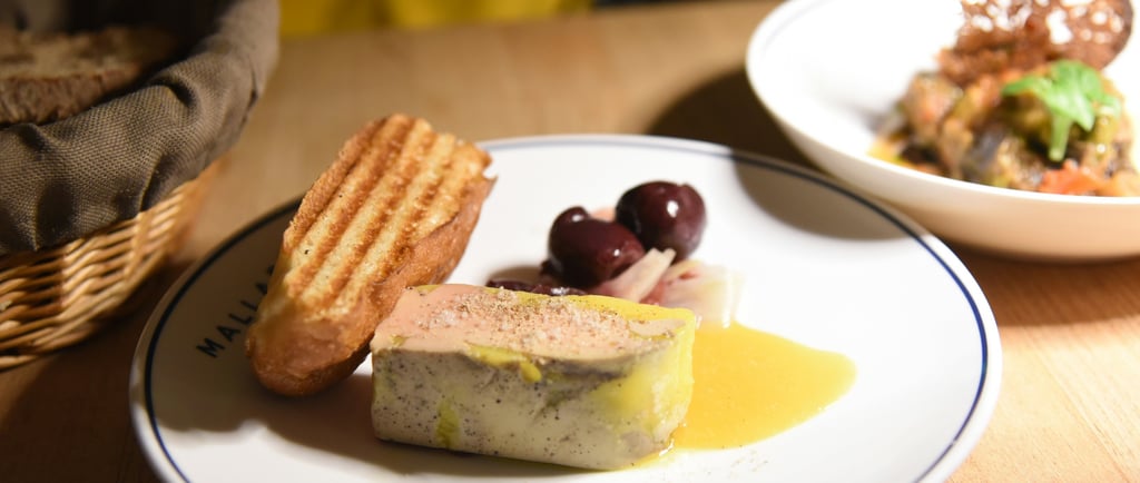 Entrée à base de foie gras en accord mets et vins.