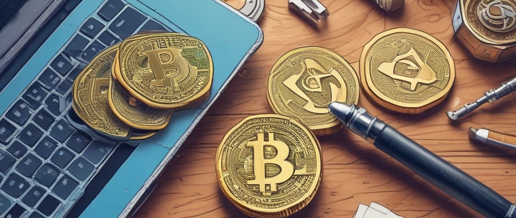 a pile of gold and silver bitcoins